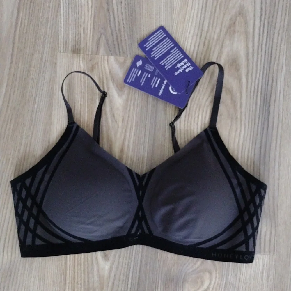 HONEYLOVE SILHOUETTE Black WIRELESS BRA VAMP SIZE M NEW With Taha